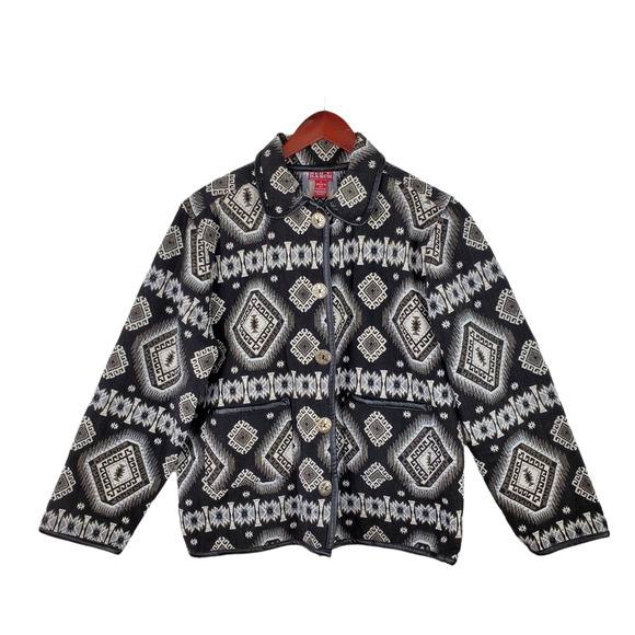 Red Ranch Jackets & Blazers - Red Ranch Women's Sz S Western Native Tapestry Woven Aztec Button Up Jacket